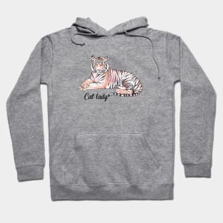 Cat Lady Funny Tiger Watercolor Illustration Hoodie